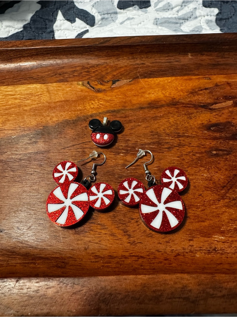 Disney Peppermint Lightweight Plastic Earrings and Pendant